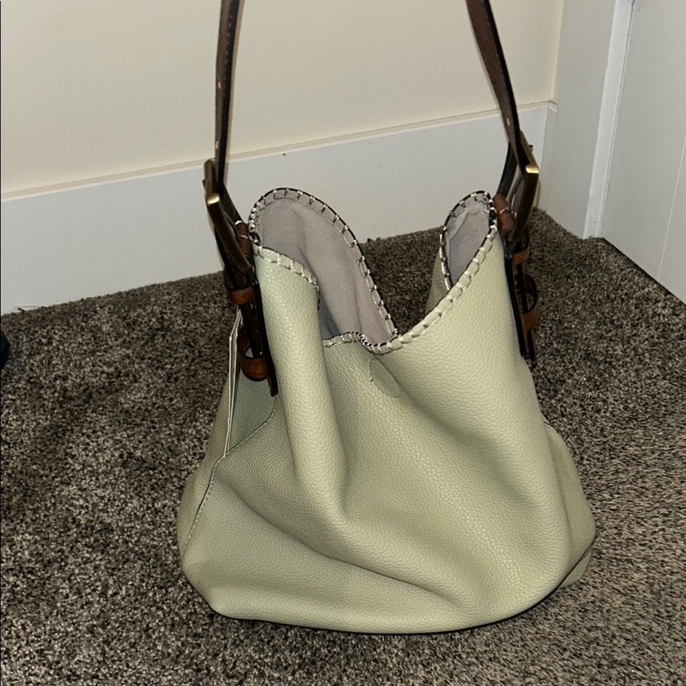 Green Hobo Bag with Slouchy Design and Pebbled Texture
